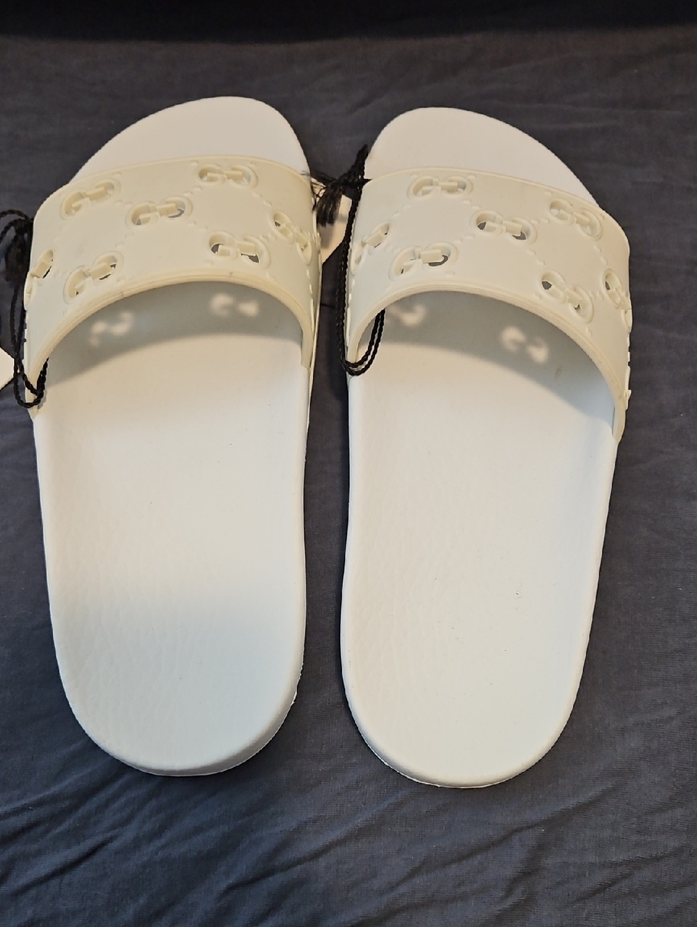 Gucci White Interlocking G Cutout Slide Sandals Sz 7 New - Picture 4 of 10